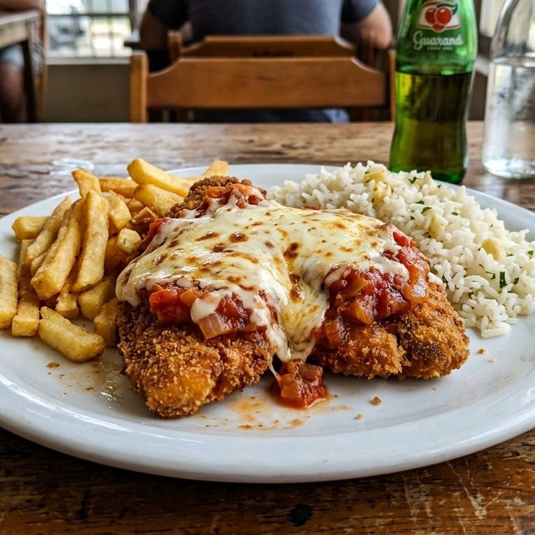 Parmegiana de tilápia com molho de tomate e queijo gratinado